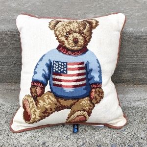 Teddy Bear Americana 12 in square tapestry pillow